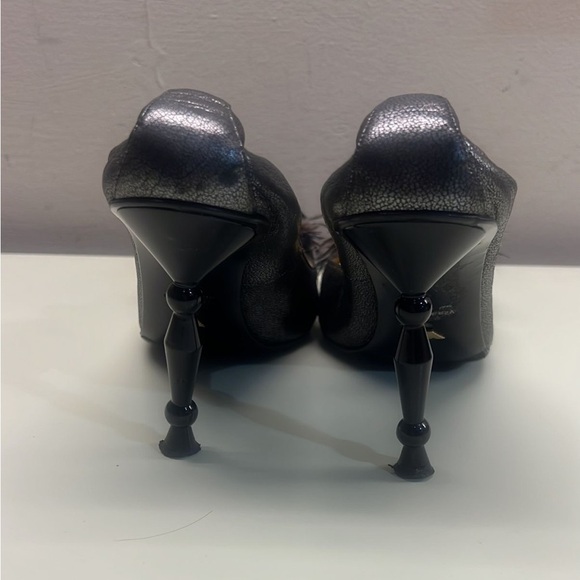 Emporio Armani Black Heels with Sculptural Metallic Heel and Glossy Finish - Picture 6 of 8